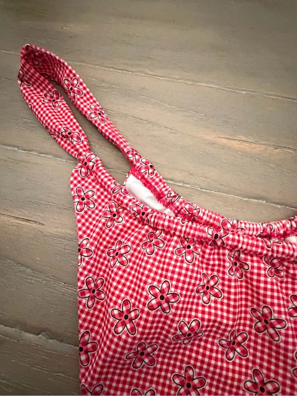 Pink by Frankie's Bikinis Ladybug Gingham Bikini Bottom